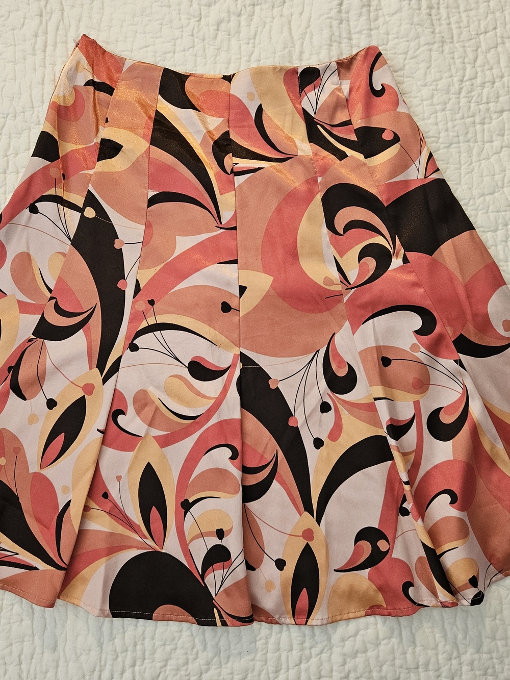 Apt. 9 Peach Coral Black Abstract Circle Skirt